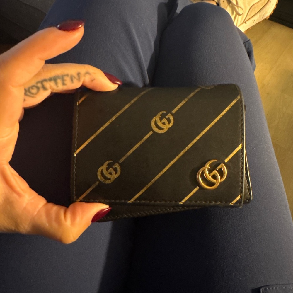 Gucci Black Wallet with Gold Logo